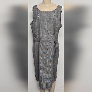 Covington Stretch 18 Shift Dress Plaid Sleeveless Side Tie Lined Hidden Back Zip